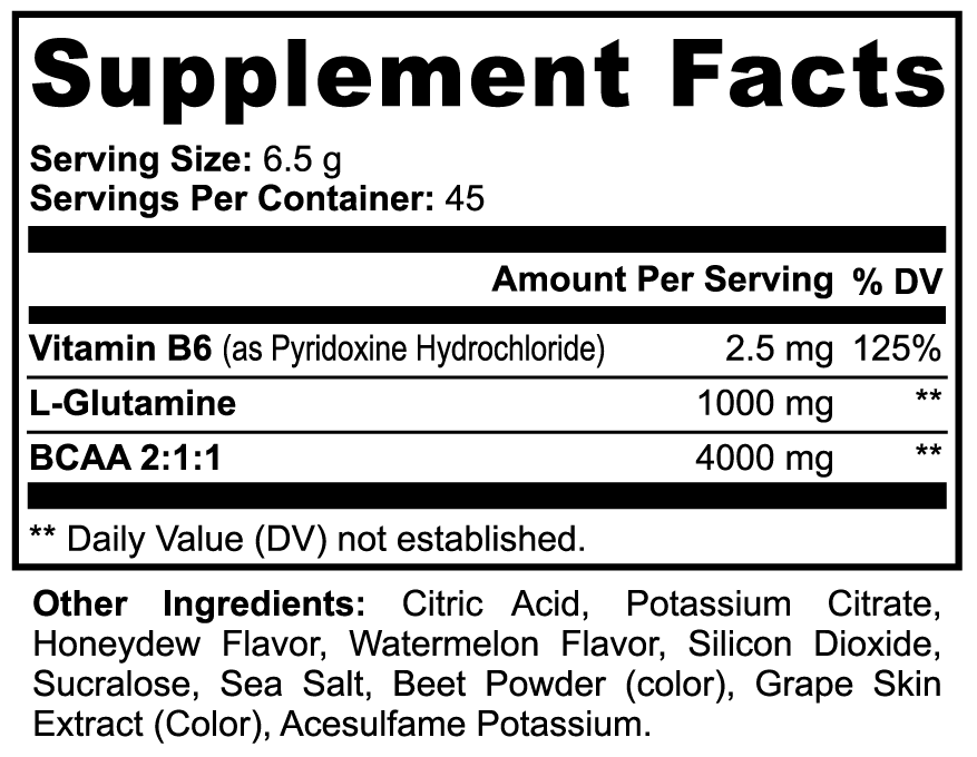 Poudre BCAA post-entraînement (Melon miel/Pastèque)