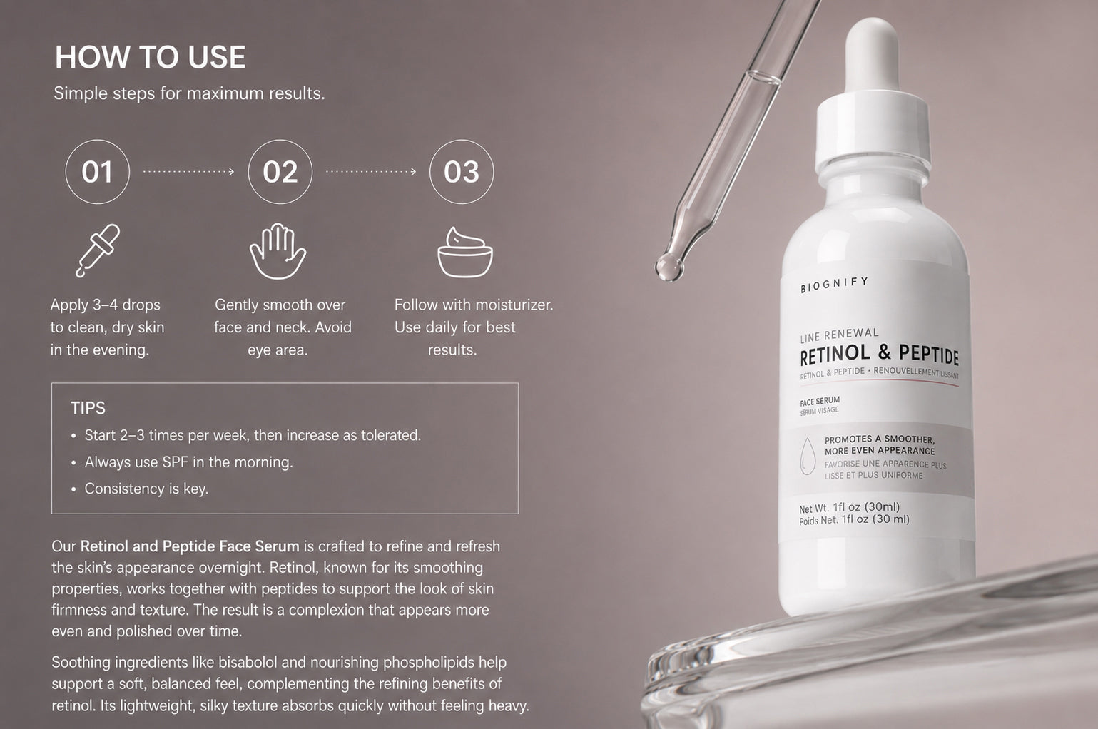 Sérum Visage Rétinol &amp; Peptides